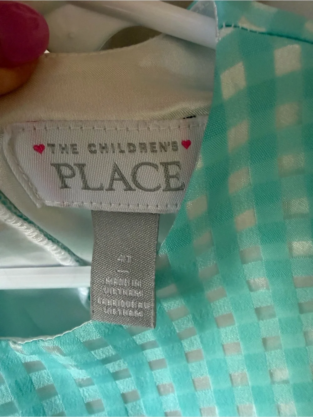 The Children’s Place Girls 4T Blue Gingham Jacquard Fit & Flare Bow Dress